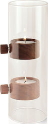 Philippi Lift Tealight Holder Glass Decor de Birou din Lemn 7x7cm.