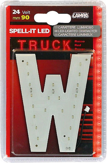 Lampa Spell-It Led 24V/90mm Red W Car LED Sign 24V Red