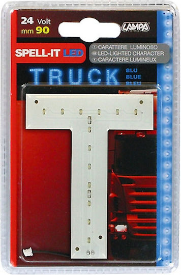 Lampa Spell-It Led 24V/90mm Blue T Inscripție LED pentru Mașină 24V Albastru