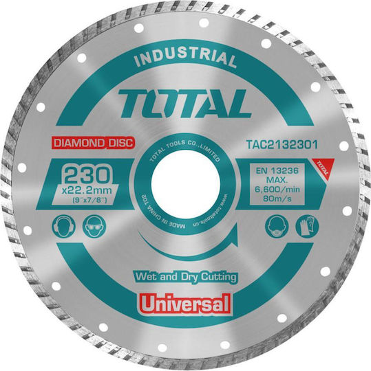 Total Diamond Cutting Disc Universal Turbo 230mm Cutting Disc Construction Materials Hole Diameter 230mm 1pcs