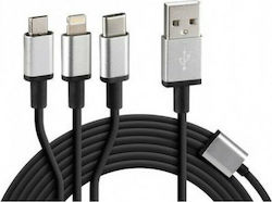 Lampa Regular USB to Lightning / Type-C / micro USB Cable Ασημί 1m (L3884.7/T)