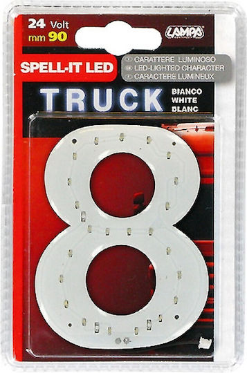 Lampa Spell-It Led 24V/90mm White 8 Inscripție LED pentru Mașină 24V Alb