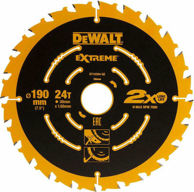 Dewalt DT10304 Cutting Disc Wood 190mm with 24 Teeth 1pcs