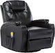 Πολυθρόνα Relax Massage με Υποπόδιο από Δερματίνη Μαύρη 81x95x100cm