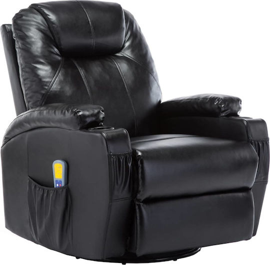 Relaxsessel Friseurwaschbecken mit Fußhocker aus Kunstleder Schwarz 81x95x100cm