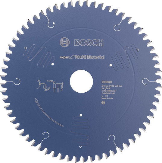 Bosch Cutting Disc Wood Hole Diameter 216mm with 64 Teeth 1pcs