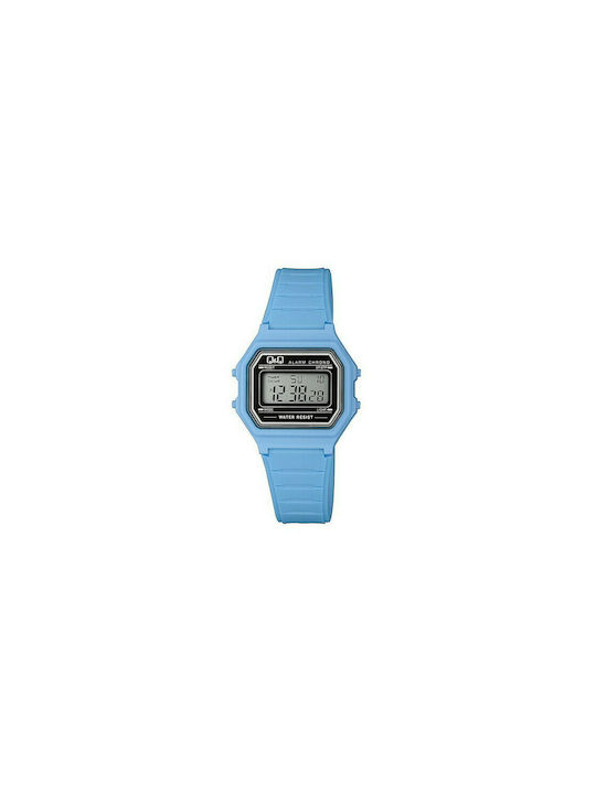 Q&Q Digital Watch with Blue Rubber Strap