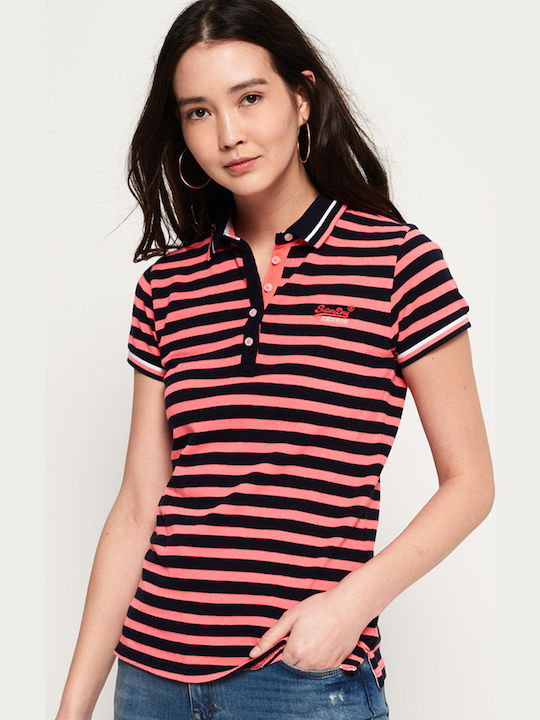 Superdry Pacific Stripe Women's Polo Blouse Short Sleeve Striped Multicolour