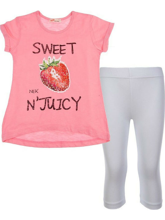 Nek Kids Wear Kids Set with Leggings Summer 2pcs Pink