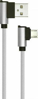 V-TAC Diamond Geflochten / Winkel (90°) USB 2.0 auf Micro-USB-Kabel Gray 1m (8636) 1Stück