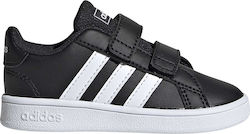 Adidas Grand Court I Kids Sneakers with Hoop & Loop Closure Core Black / Cloud White