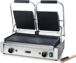 Hendi Commercial Sandwich Maker with Cast Iron Flat Surfaces and Cast Iron Ribbed Surfaces 3600W