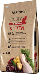 Fitmin Purity Kitten Dry Food Grain-Free & Gluten-Free for Young Cats with Chicken / Liver 1.5kg