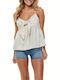 Only Women's Summer Blouse with Straps Striped Beige