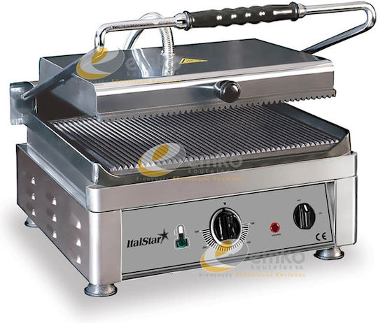 ItalStar ITAL0005 Commercial Sandwich Maker with Cast iron Ribbed Top and Ribbed Bottom 2500W