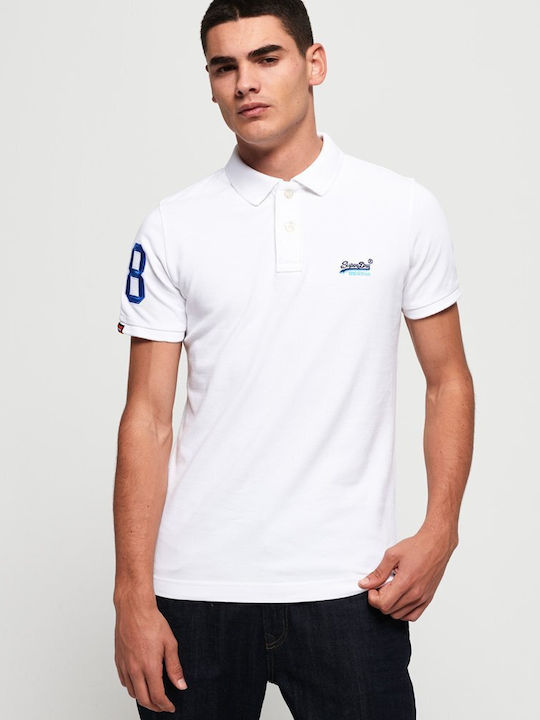 Superdry Classic Pique Ανδρικό T-shirt Polo Λευκό
