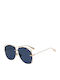 Dior Women's Sunglasses with Gold Metal Frame and Blue Lens DIORSTELLAIRE6 J5GA9