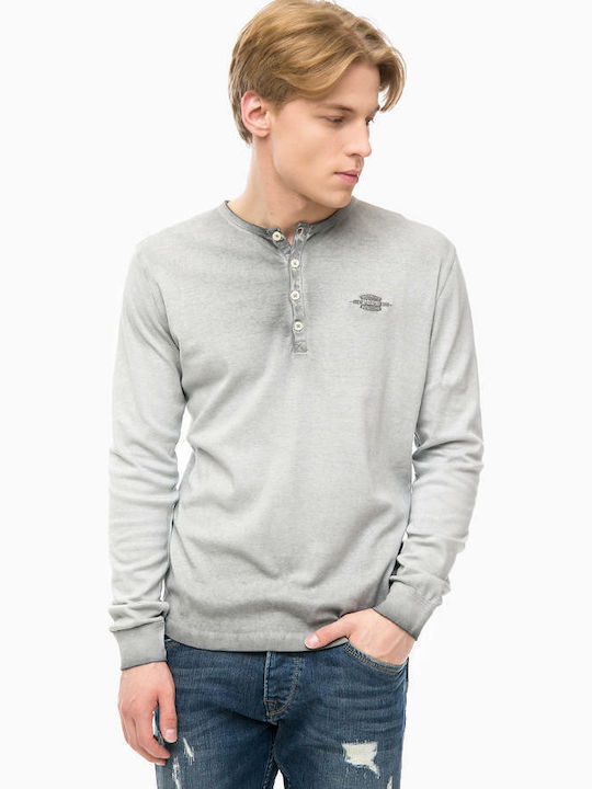 Pepe Jeans Regent Herren Langarmshirt Schaltflächen Gray