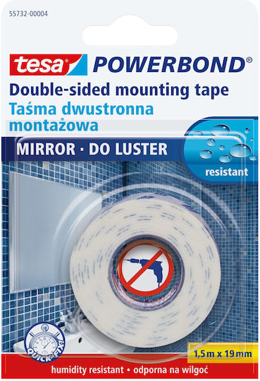 Tesa Powerbond Autocolantă Bandă dublă față-verso Transparentă 19mmx1.5m 1buc