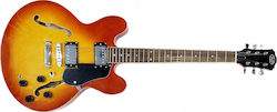 Jack and Danny JD-SH10 Electric Guitar ES with HH Pickup Configuration Honey Burst