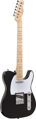 Soundsation Electric Guitar Twanger-M with S Pickups Layout, Maple Fretboard in Black