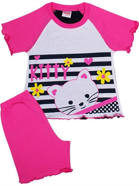 Minerva Kinder Schlafanzug Sommerlich Fuchsie Kitty