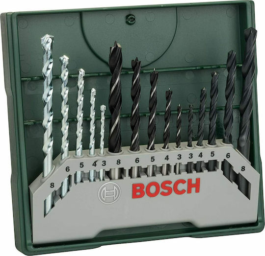 Bosch X-Line Set 15 Burghie pentru Metal και Lemn