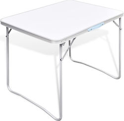 vidaXL Metallic Foldable Table for Camping in Case 80xx70cm White