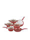 Royalty Line Cookware Set of Cast Aluminum with Stone Coating Burgundy 14pcs