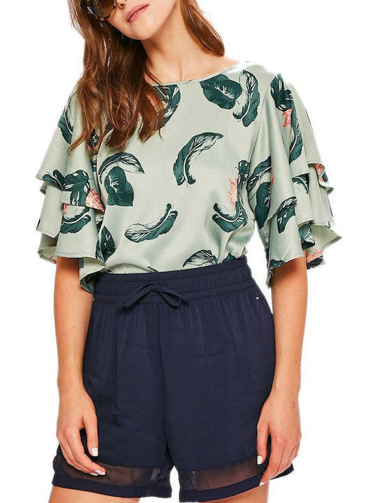 Vero Moda pentru Femei de Vară Bluză Mâneci scurte Olive