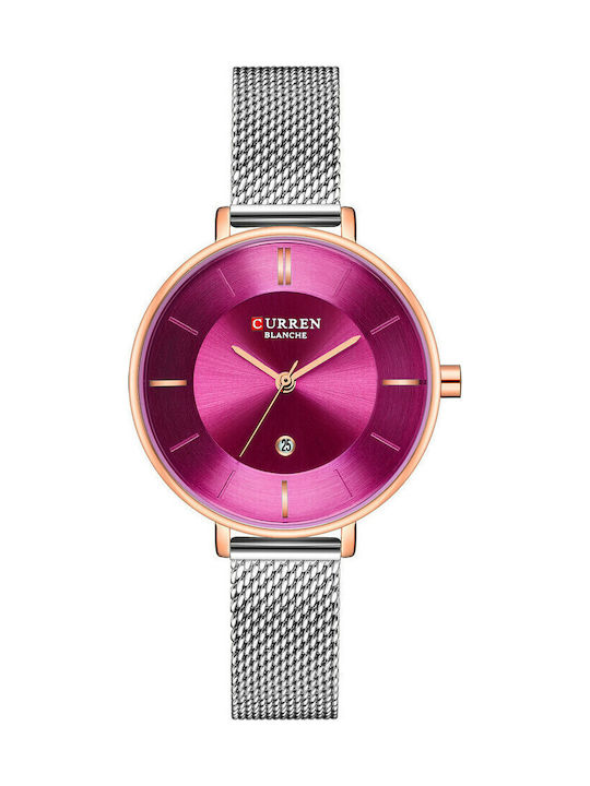 Curren Women's Watch with Metal Bracelet Silver/Purple
