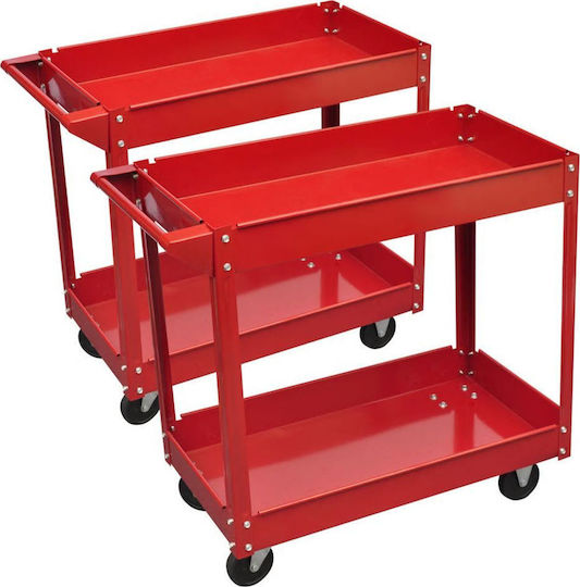 vidaXL Wheeled Metallic Tool Carrier 2 Slot W84xD41xH78cm 2τμχ