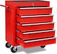 vidaXL Wheeled Metallic Tool Carrier with 5 Drawers W69xD33xH77.2cm