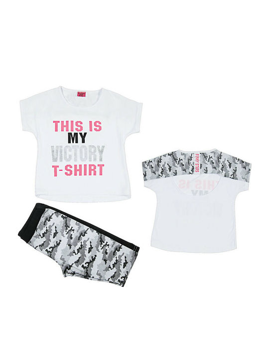 Funky Kids Set with Leggings Summer 2pcs White