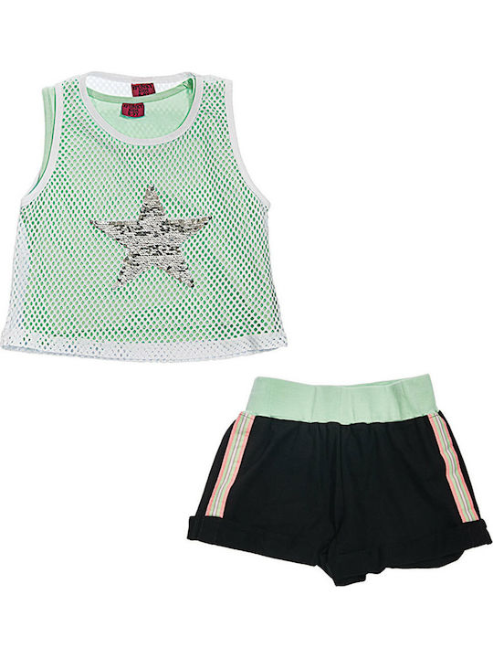 Funky Kinder Set mit Shorts Sommer 2Stück Grün