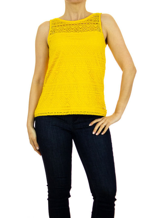 Tom Tailor Women's Summer Blouse Cotton Sleeveless Yellow