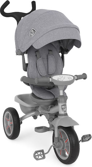 Kikka Boo Kids Tricycle Bicycle Zax Convertible with Storage Space, Tent & Parental Handle for 1.5+ Years Gray