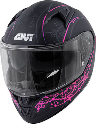 Givi Stoccarda Mendhi Black/Pink Mat Κράνος Μηχανής Full Face 1490gr με Sunvisor
