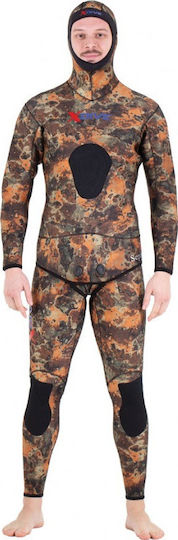 XDive Sepia Full Diving Suit Shaved Inside with Chest Pad for Spearfishing Camouflage Brown 5mm 64142