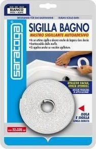 Saratoga Insulation Tape Tile 19mm x 3.35m Sigilla Bagno Blister White