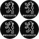Adhesive Badges with Enamel Coating Peugeot 5.5cm for Car Rims in Black Colour 4pcs