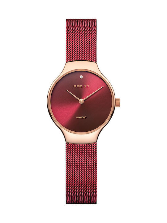 Bering Time Watch with Red Metal Bracelet 13326...