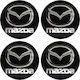 Adhesive Badges with Enamel Coating Mazda 5.5cm for Car Rims in Black Colour 4pcs