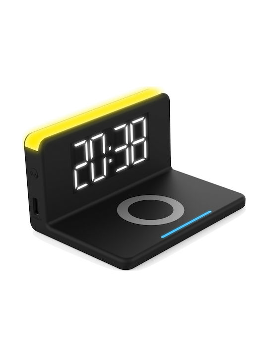 TerraTec ChargeAir clock Tabletop Digital Clock with Alarm & Wireless Charging 286141