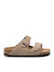 Birkenstock Arizona Soft Footbed Suede Leather Women's Flat Sandals Anatomic in Beige Color Narrow Fit