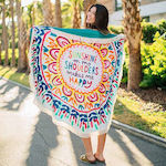 Natural Life Sunshine On My Shoulders Makes Me Happy Beach Towel with Fringes Multicolour 150x150cm