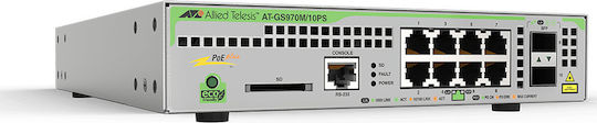 Allied Telesis GS970M/10PS Managed L3 PoE+ Switch with 8 Gigabit (1Gbps) Ethernet Ports and 2 SFP Ports