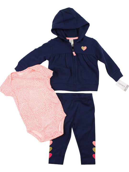 Carter's Baby Bodysuit Set Short-Sleeved with Pants Navy Blue