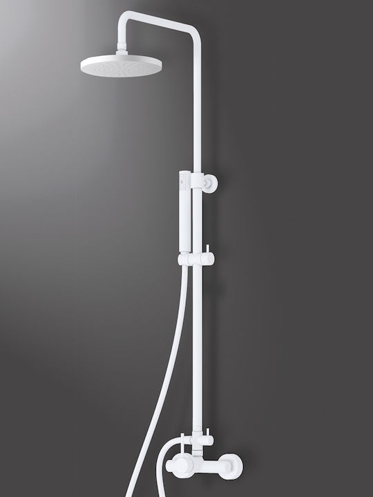 Eurorama Tonda Verstellbare Duschsäule mit Armatur 83-144cm Weiß