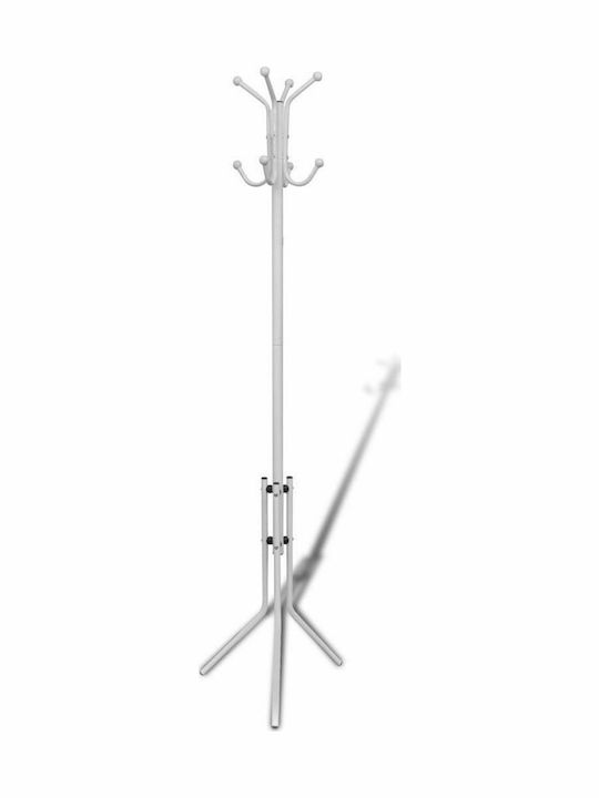 vidaXL Freestanding Coat Rack Metallic Λευκός 4...